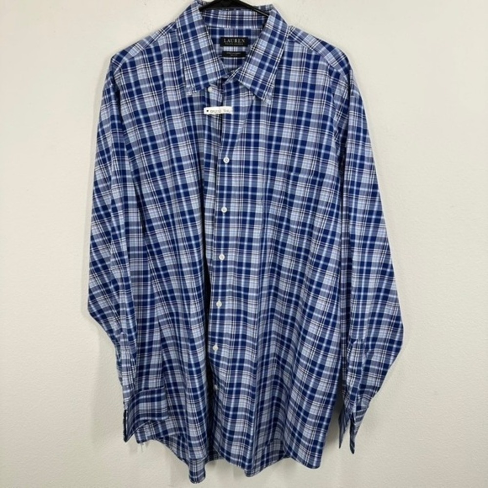Lauren Ralph Lauren Mens 19 36/37 Tall Fit Stretch Plaid Dress Shirt Career‎